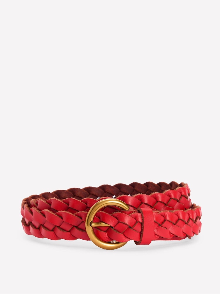 Boden Red Skinny Leather Plaited Belt - Image 2 of 3 Boden Red Skinny Leather Plaited Belt - Image 2 of 3