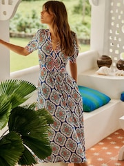 Boden Blue Lily Jersey Midi Tea Dress - Image 1 of 6