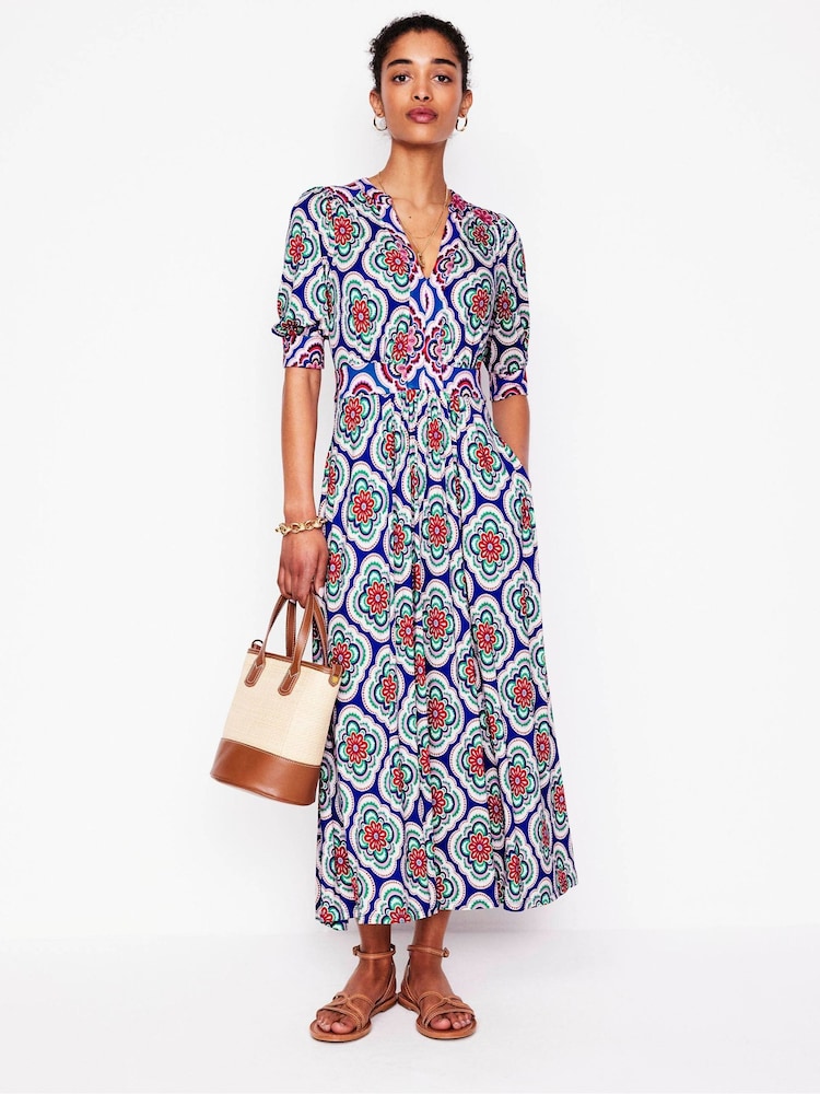 Boden Blue Lily Jersey Midi Tea Dress - Image 2 of 6