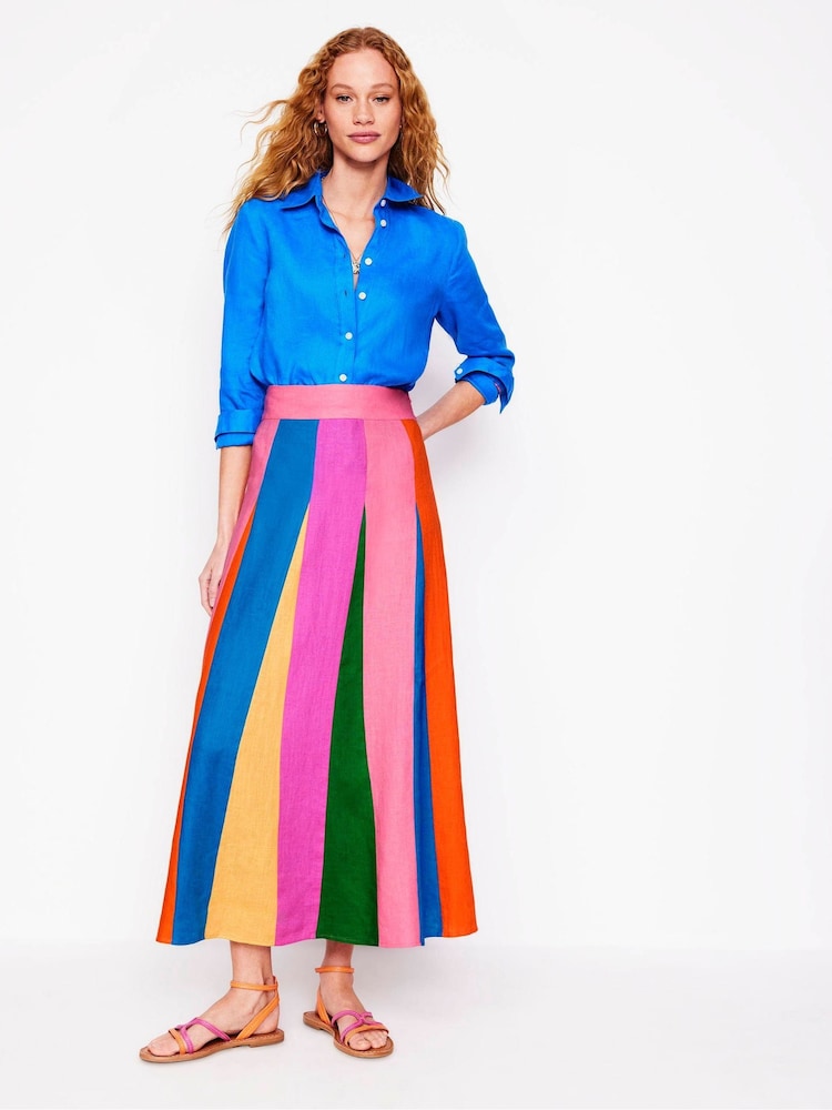 Boden Multi 100% Linen Flippy Maxi Skirt - Image 1 of 5
