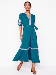 Boden Blue 100% Cotton Amara Embroidered Jersey Dress - Image 2 of 6