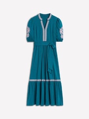 Boden Blue 100% Cotton Amara Embroidered Jersey Dress - Image 6 of 6
