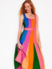 Boden Multi 100% Linen Seam Godet Fit and Flare Dress - Image 2 of 6