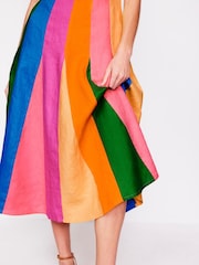 Boden Multi 100% Linen Seam Godet Fit and Flare Dress - Image 3 of 6