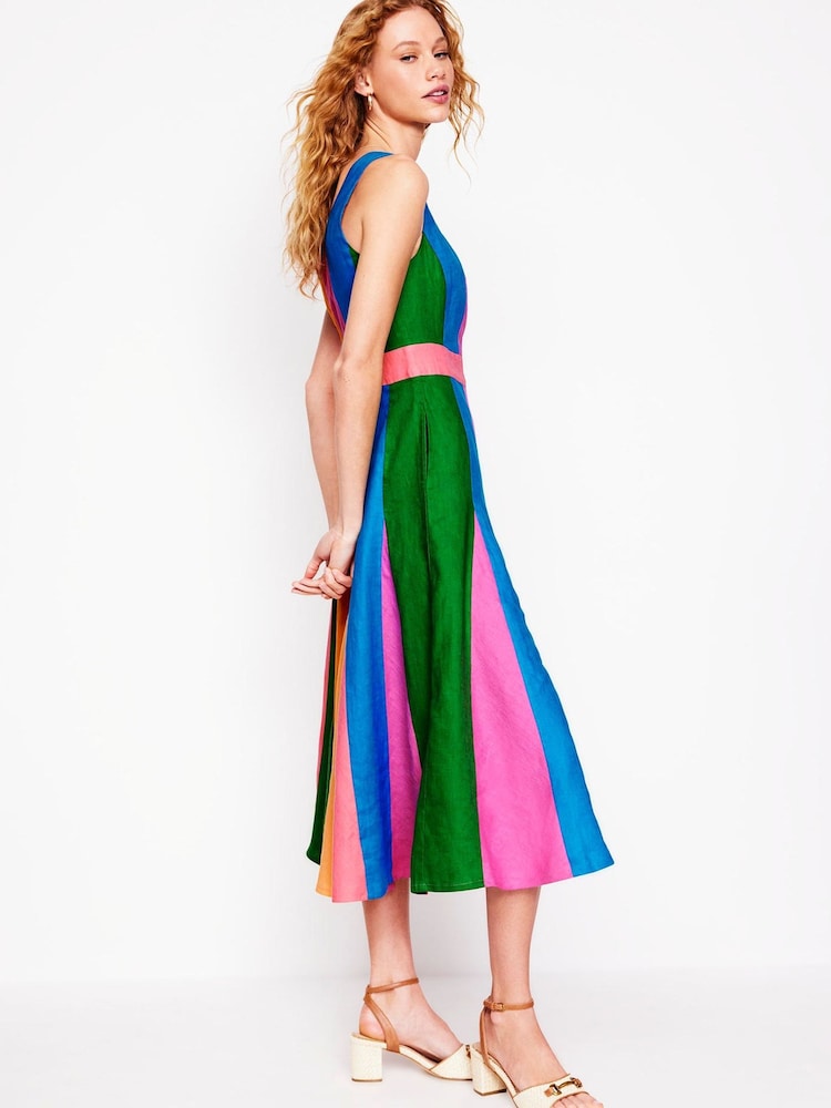 Buy Boden Multi 100% Linen Seam Godet Fit and Flare Dress from Next USA