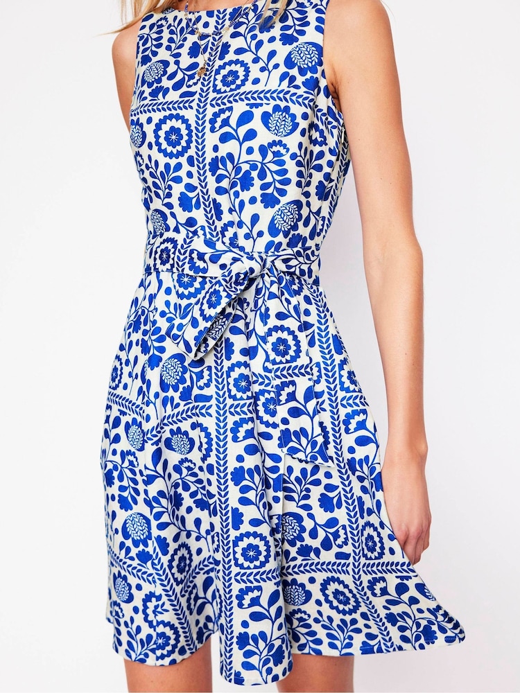 Boden Blue Anya Sleeveless 100% Linen Dress - Image 3 of 6