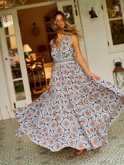 Boden Green Serena Cotton Tie Maxi Dress - Image 1 of 6