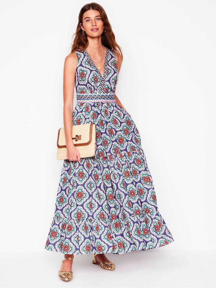 Boden Green Serena Cotton Tie Maxi Dress - Image 2 of 6