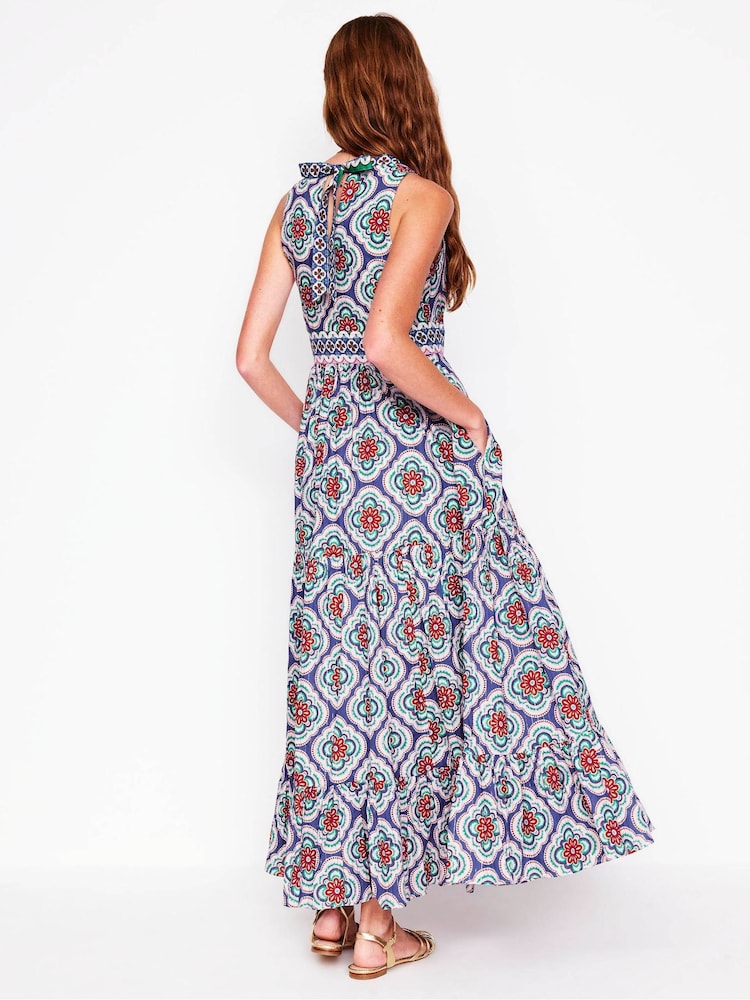 Boden Green Serena Cotton Tie Maxi Dress - Image 4 of 6