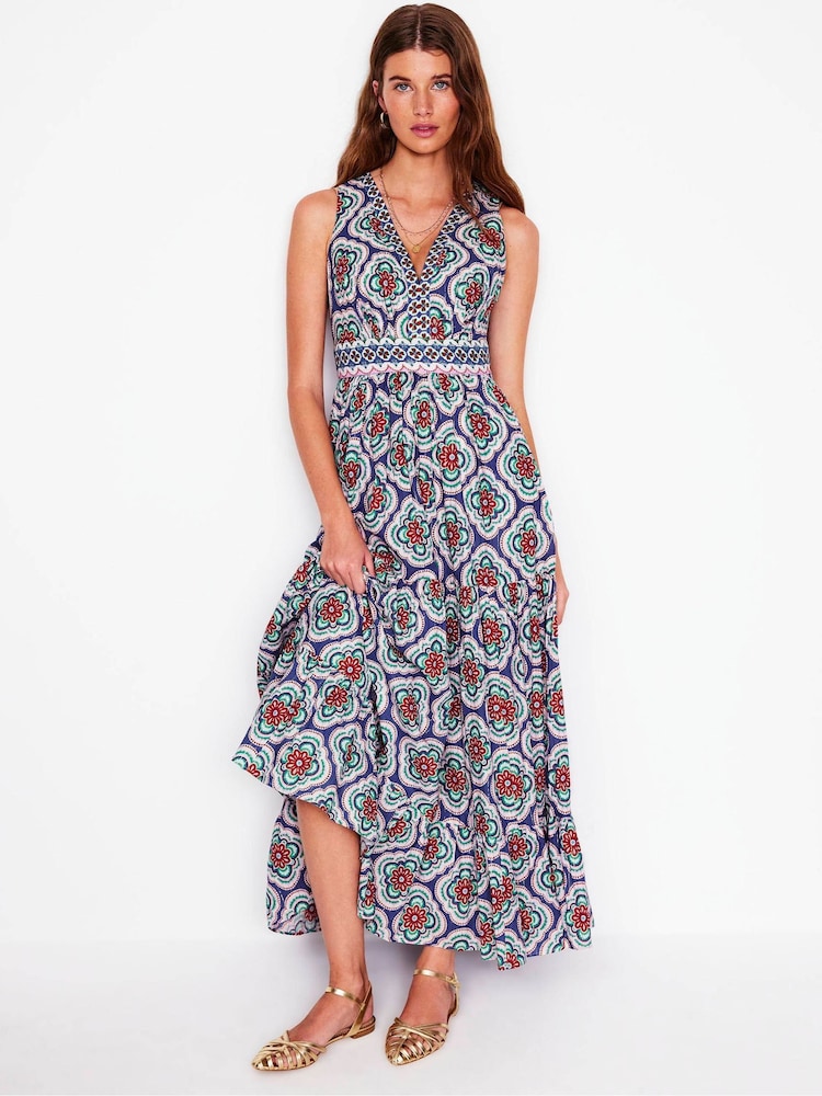 Boden Green Serena Cotton Tie Maxi Dress - Image 5 of 6