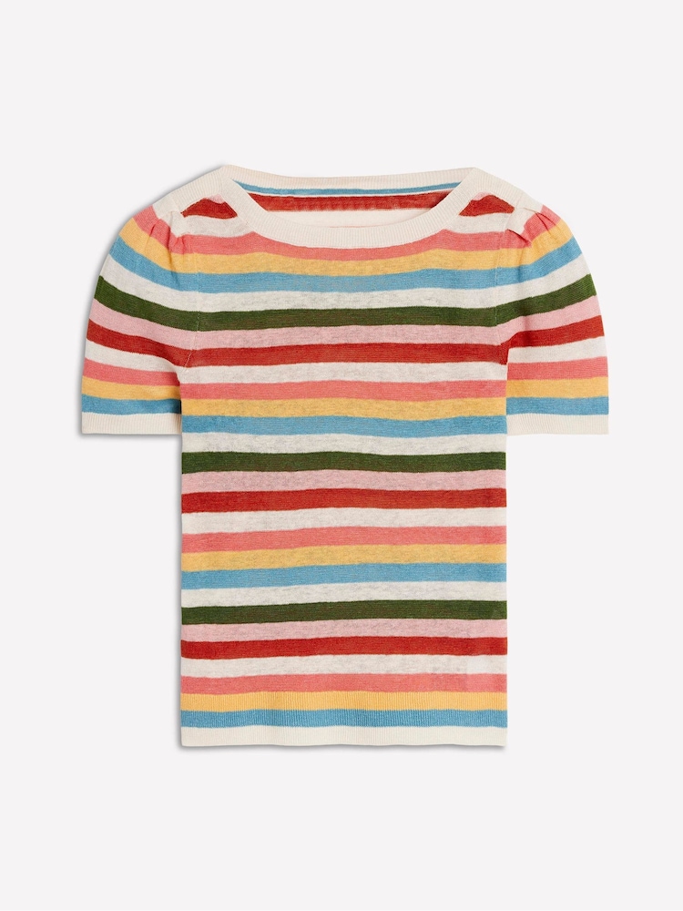 Boden Multi Liv Boat Neck 100% Linen T-Shirt - Image 5 of 6