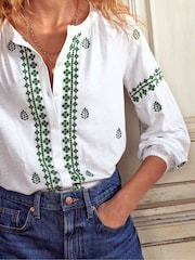 Boden White Embroidered Seam Sleeve Blouses - Image 4 of 5
