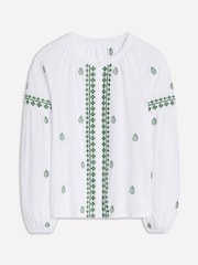 Boden White Embroidered Seam Sleeve Blouses - Image 5 of 5