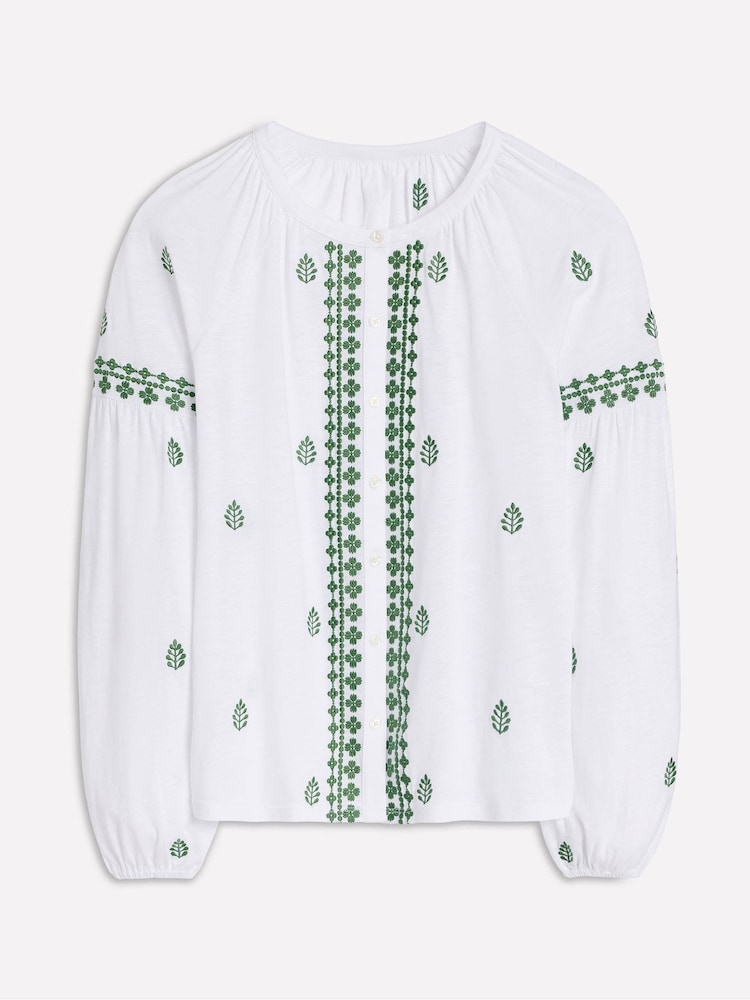 Boden White Embroidered Seam Sleeve Blouses - Image 5 of 5