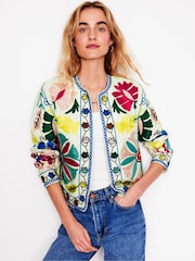 Boden Cream Embroidered Linen Jacket - Image 2 of 6