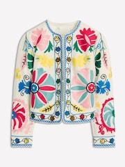 Boden Cream Embroidered Linen Jacket - Image 6 of 6