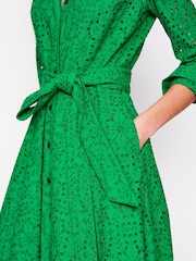 Boden Green 100% Cotton Amy Broderie Midi Shirt Dress - Image 4 of 6