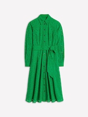 Boden Green 100% Cotton Amy Broderie Midi Shirt Dress - Image 6 of 6