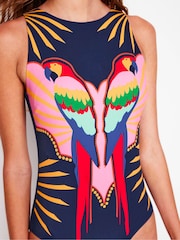 Boden Blue Slash Neck Tie Swimsuit - Image 4 of 6
