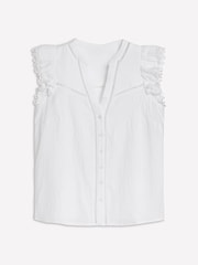 Boden White Sleeveless Double Cloth 100% Cotton Top - Image 2 of 5