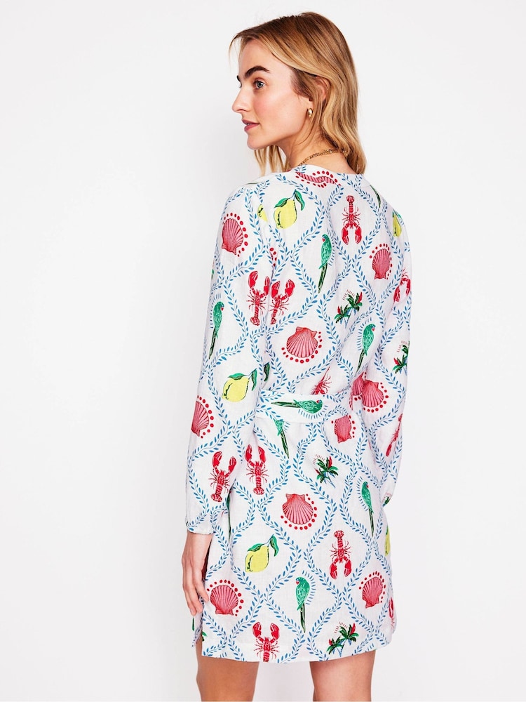 Buy Boden Cream Cleo 100% Linen Tie Waist Dress from Next Netherlands