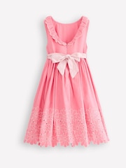 Boden Pink Flower Print Hem Occasion 100% Cotton Dress - Image 2 of 4