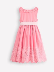 Boden Pink Flower Print Hem Occasion 100% Cotton Dress - Image 3 of 4