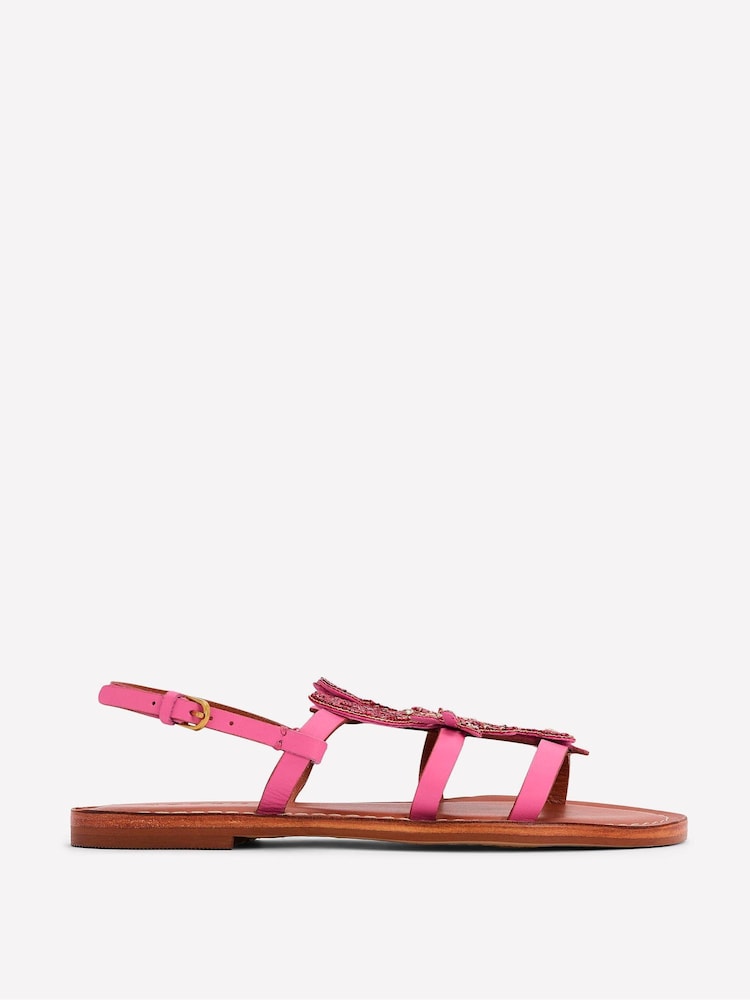 Boden Pink Novelty Beaded Flat Sandals - Image 2 of 5