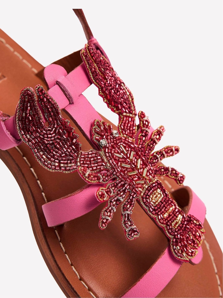 Boden Pink Novelty Beaded Flat Sandals - Image 5 of 5
