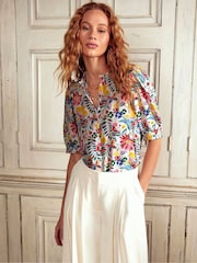 Boden Multi Frill Detail Silk Top - Image 2 of 6