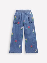 Boden Blue 100% Cotton Nostalgic Frill Trousers - Image 1 of 3