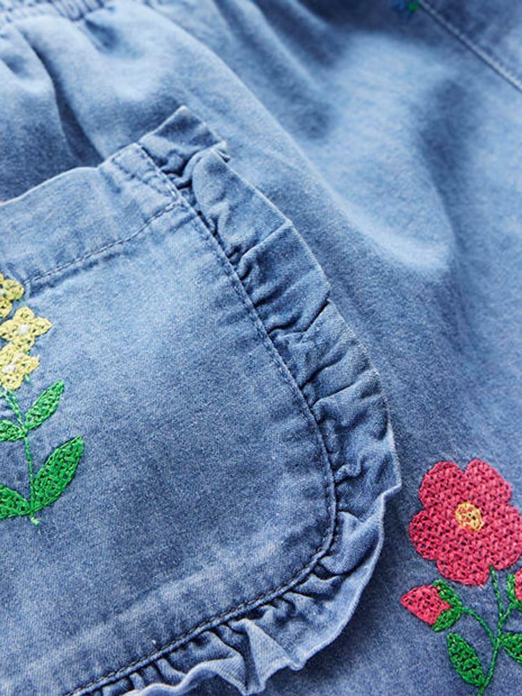 Boden Blue 100% Cotton Nostalgic Frill Trousers - Image 3 of 3