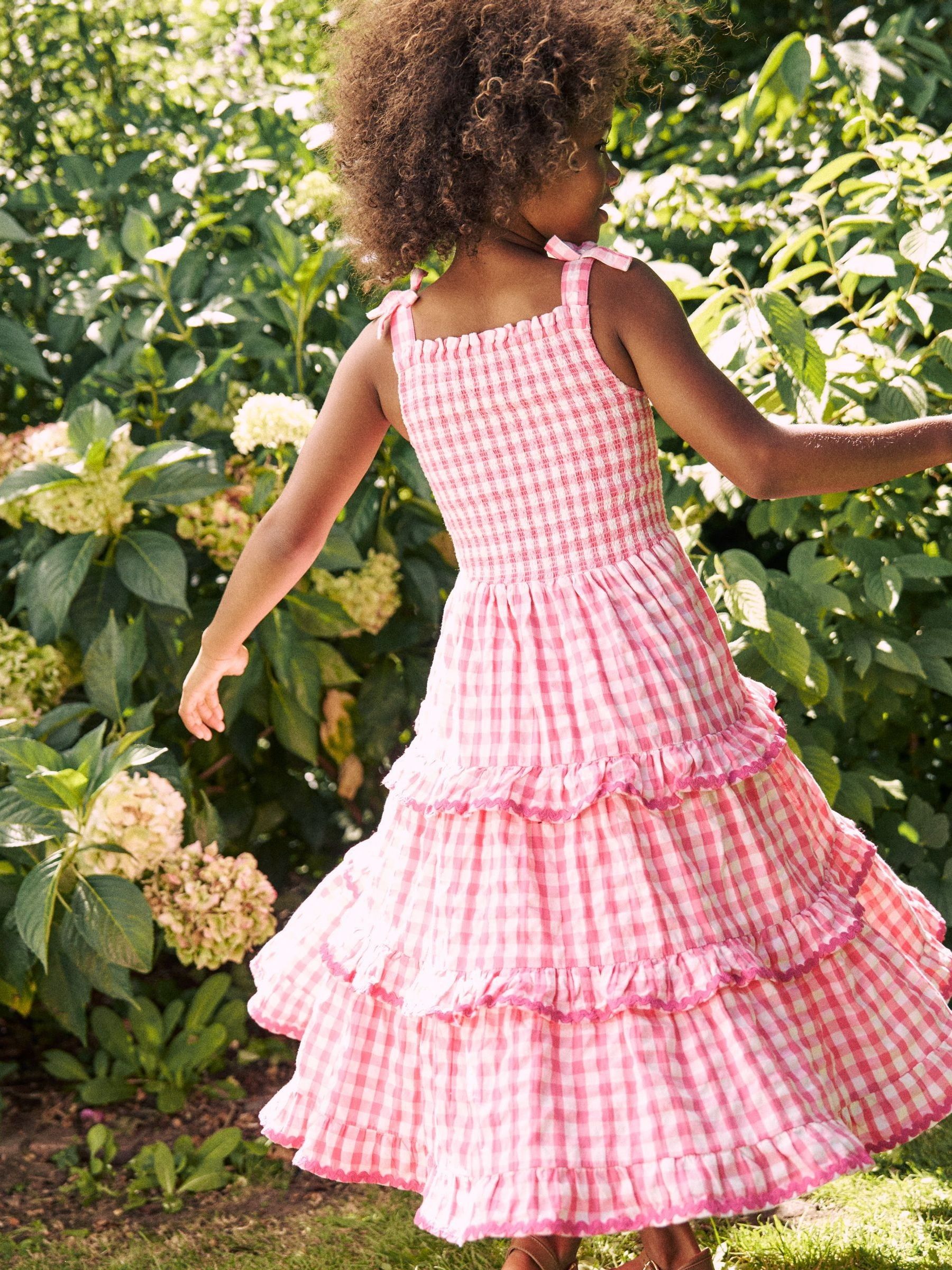 Boden Pink 100% Cotton Odette Tiered Woven Sundress