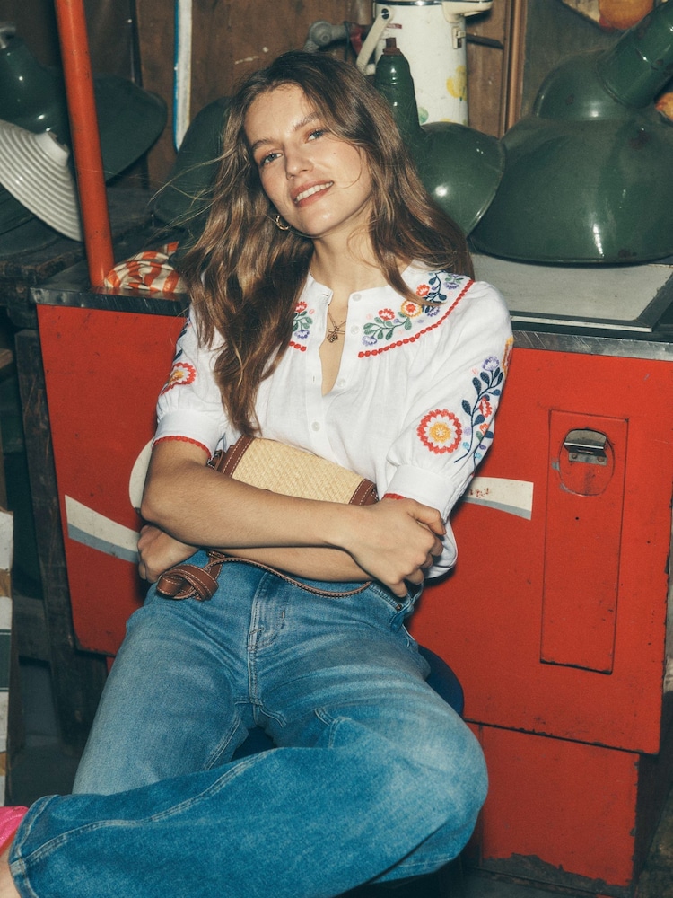 Boden White Bea 100% Linen Top - Image 1 of 6