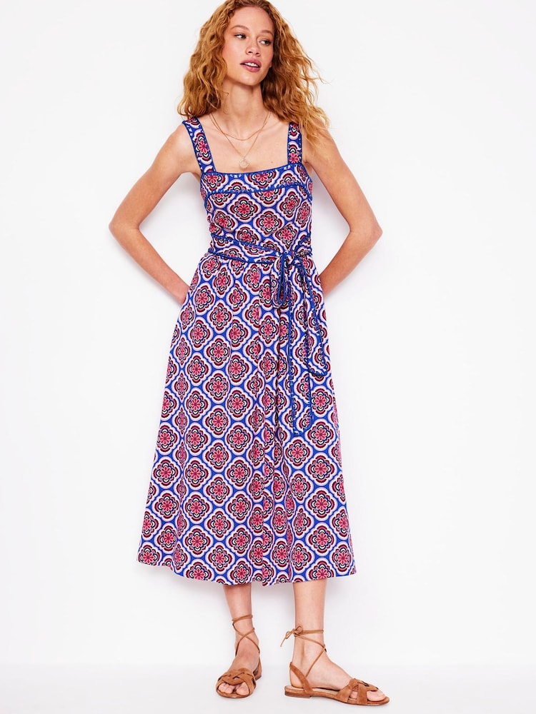 Boden Purple Square Neck Seam Midi Dress - Image 2 of 6