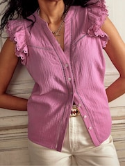 Boden Purple Sleeveless Double Cloth 100% Cotton Top - Image 5 of 5