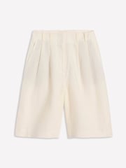 Boden Cream Pleat 100% Linen Wide Leg Shorts - Image 5 of 5