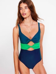 Boden Blue Tie Front Swimsuit - Image 2 of 6