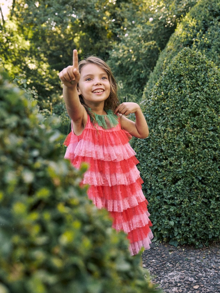 Boden Pink Strawberry Tulle Dress - Image 1 of 4