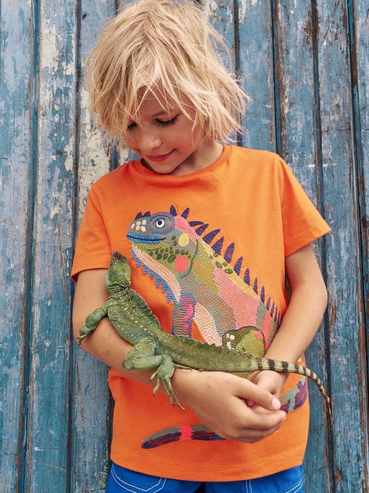 Boden Orange 100% Cotton Superstitch T-Shirt - Image 1 of 4 Boden Orange 100% Cotton Superstitch T-Shirt - Image 1 of 4
