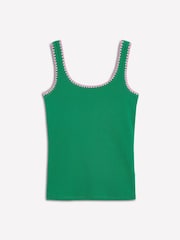 Boden Green 100% Cotton Crochet Trim Scoop Neck Vest - Image 5 of 5