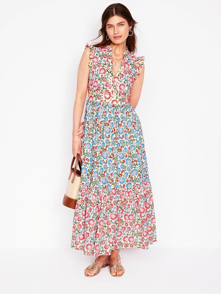 Boden Ivory 100% Cotton Wren Tiered Midi Dress - Image 2 of 6