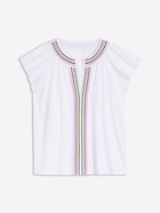Boden White Pom Yoke 100% Cotton Blouses - Image 5 of 5
