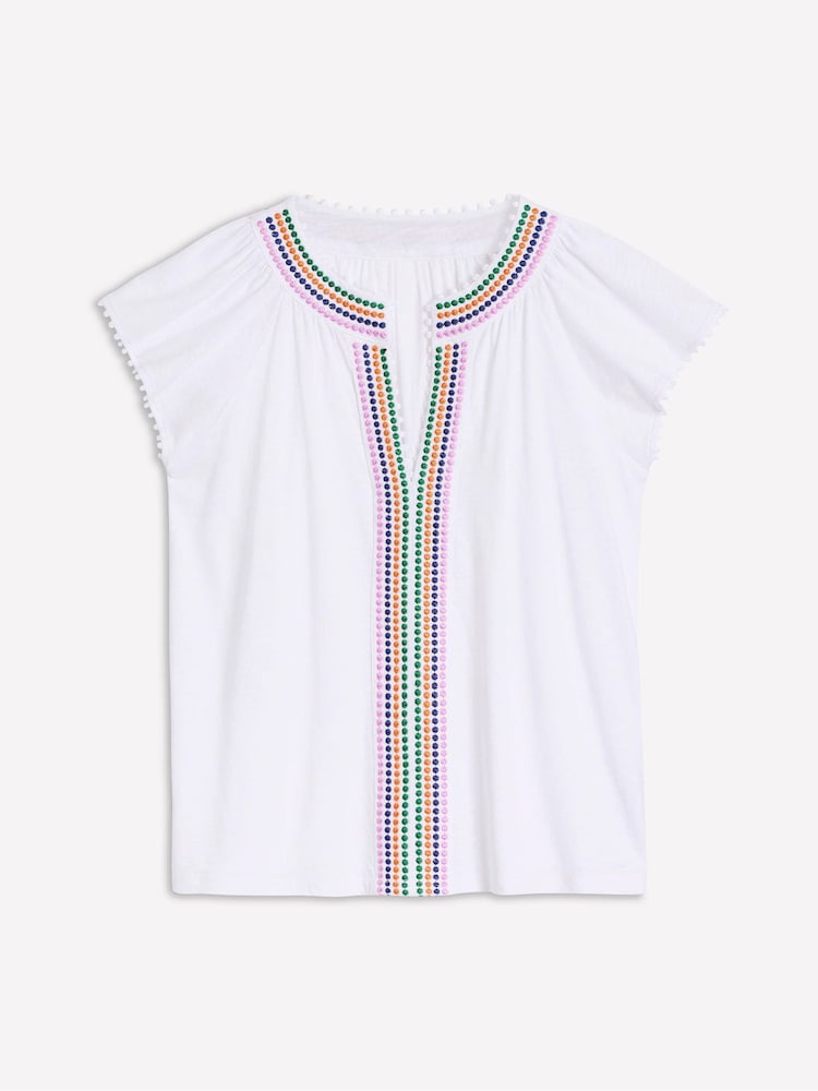 Boden White Pom Yoke 100% Cotton Blouses - Image 5 of 5