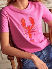 Boden Pink Relaxed 100% Cotton Novelty T-Shirt - Image 4 of 5