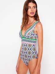 Boden Blue Porto V-Neck Swimsuit - Image 4 of 7