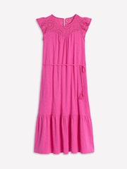 Boden Pink Juliet Broderie 100% Cotton Midi Dress - Image 6 of 6