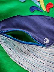 Boden Green 100% Cotton Zip Detail Appliqué T-Shirt - Image 3 of 3