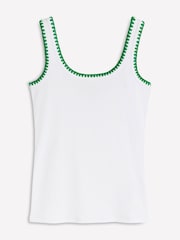 Boden White 100% Cotton Crochet Trim Scoop Neck Vest - Image 6 of 6