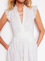 Boden White Wren Broderie Midi Dress - Image 2 of 5